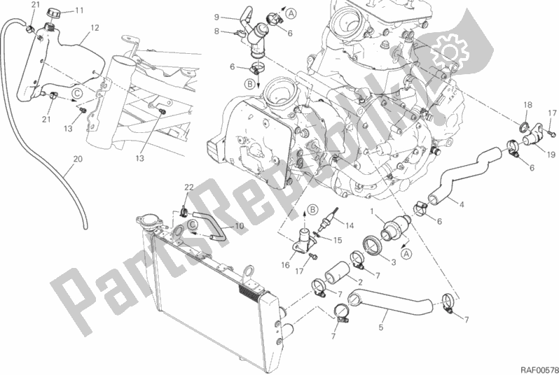 Todas las partes para Circuito De Enfriamiento de Ducati Multistrada 950 SW Thailand 2018